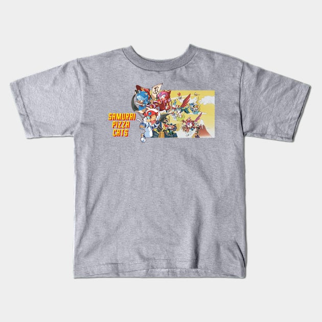 Samurai Pizza Cats Kids T-Shirt by Jaymz Weiss Designz